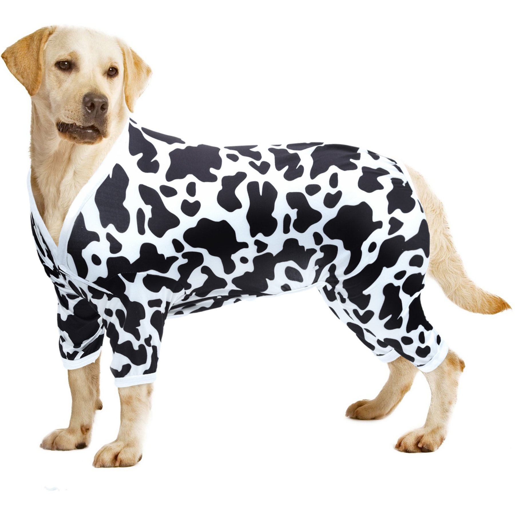 CuteBone Cow Print Big Dog Pajamas, Black & White, X-Large
