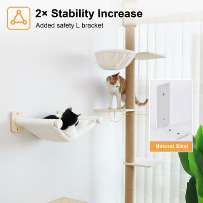 Show full view: FUKUMARU Wall-Mounted 108-in Cat Tree with Hammock & Sturdy Scratching Post slide 7 of 8