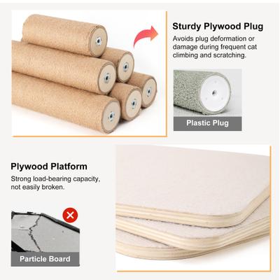 Show full view: FUKUMARU Wall-Mounted 108-in Cat Tree with Hammock & Sturdy Scratching Post slide 6 of 8