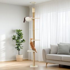 FUKUMARU Wall-Mounted 108-in Cat Tree with Hammock & Sturdy Scratching Post