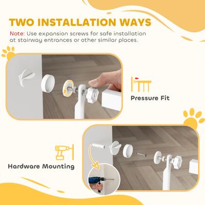 Show full view: PawHut Metal Dog & Cat Gate with Door, 1.4-in Narrow Gap & 2.8 - 5.5-in Extension, White, 40.9 × 1.4 × 66.9-in slide 6 of 9