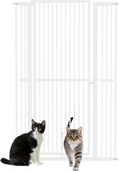 PawHut Metal Dog & Cat Gate with Door, 1.4-in Narrow Gap & 2.8 - 5.5-in Extension, White, 40.9 × 1.4 × 59.1-in