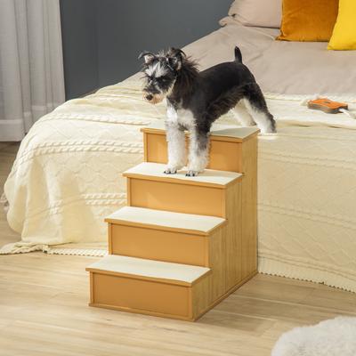 Show full view: PawHut Wooden Dog, Cat & Small Pet Stairs with Cushioned Removable Covering, 15.75 × 23.25 × 21.25-in, Natural Wood slide 7 of 9