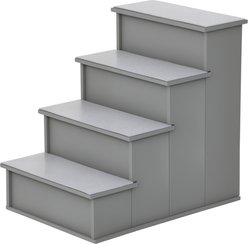 PawHut Wooden Dog, Cat & Small Pet Stairs with Cushioned Removable Covering, 15.75 × 23.25 × 21.25-in, Grey