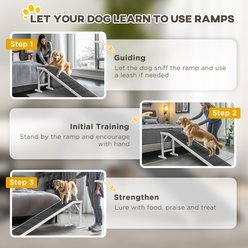 PawHut Top Platform Wooden Dog Bed Ramp with Non-Slip Carpet, White, 74 × 16 × 25-in slide 2 of 9