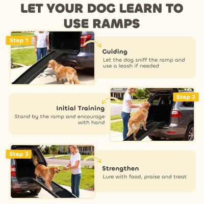 Show full view: PawHut Portable Folding Dog Car Ramp with Non Slip Frosted Surface & Raised Side Rails, Black, 61 x 15.2 x 6.1-in slide 8 of 9