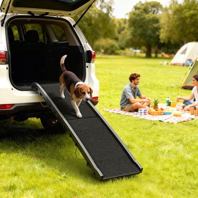 Show full view: PawHut Portable Folding Dog Car Ramp with Non Slip Frosted Surface & Raised Side Rails, Black, 61 x 15.2 x 6.1-in slide 2 of 9