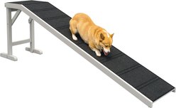 PawHut Top Platform Wooden Dog Bed Ramp with Non-Slip Carpet, White, 74 × 16 × 25-in