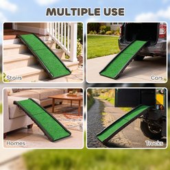 PawHut Portable Folding Dog Car Ramp with Non Slip Grass Surface & Raised Side Rails, Black, 61 x 15.2 x 6.1-in slide 2 of 9