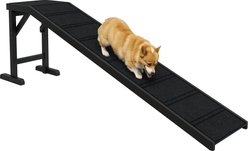 PawHut Top Platform Wooden Dog Bed Ramp with Non-Slip Carpet, Black, 74 × 16 × 25-in