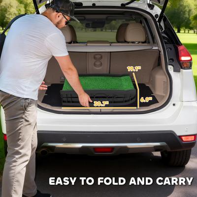 Show full view: PawHut Portable Folding Dog Car Ramp with Non Slip Grass Surface & Raised Side Rails, Black, 61 x 15.2 x 6.1-in slide 4 of 9