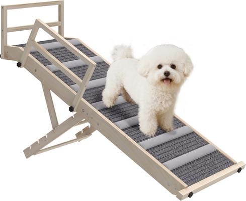 PAWHUT Folding Dog Ramp with 4 Adjustable Height & Safety Side Rails ...