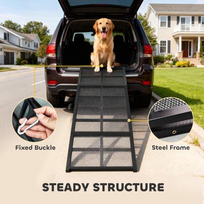 Show full view: PawHut Folding Portable Dog Car Ramp with Non-Slip Surface, Black, 75.2 x 19.7 x 23.6-in slide 6 of 9