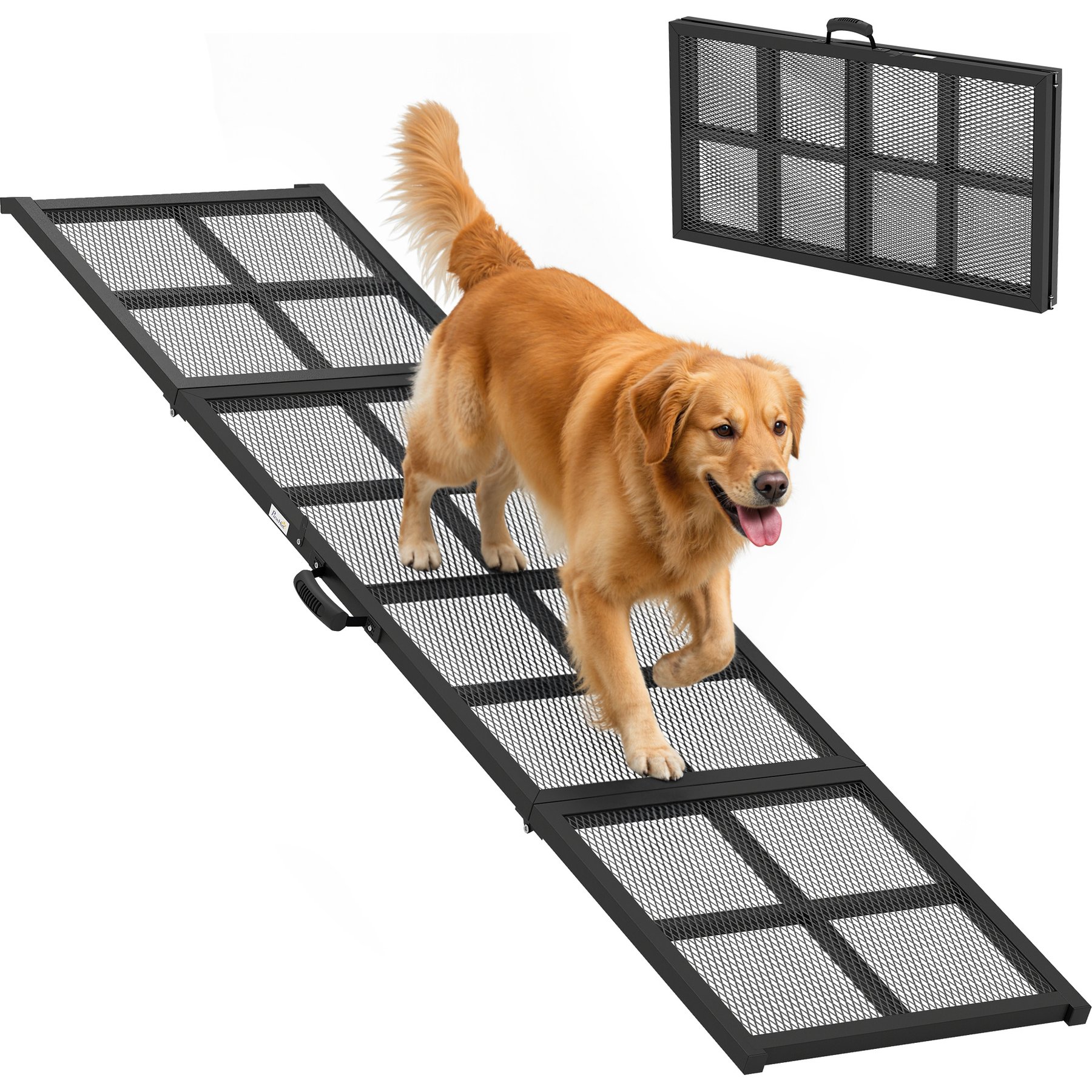 PawHut Folding Portable Dog Car Ramp with Non-Slip Surface, Black, 75.2 x 19.7 x 23.6-in