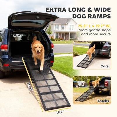 Show full view: PawHut Folding Portable Dog Car Ramp with Non-Slip Surface, Black, 75.2 x 19.7 x 23.6-in slide 4 of 9