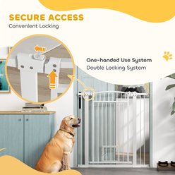 PawHut 30 to 41-in Extra Wide Walk Through Metal Dog & Cat Gate with Door, 3 & 5.5-in Extension Kits & Pressure Mounted, White, 40.9 × 2 × 41.7-in slide 2 of 9