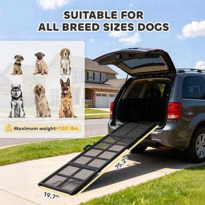 Show full view: PawHut Folding Portable Dog Car Ramp with Non-Slip Surface, Black, 75.2 x 19.7 x 23.6-in slide 3 of 9