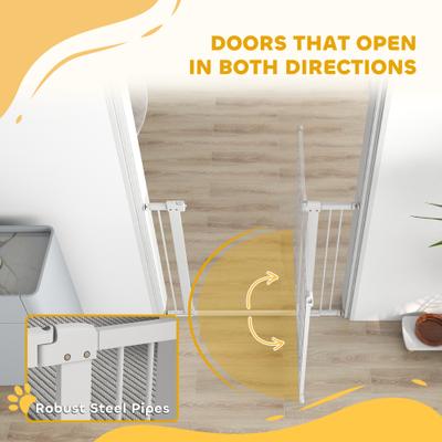 Show full view: PawHut 30 to 41-in Extra Wide Walk Through Metal Dog & Cat Gate with Door, 3 & 5.5-in Extension Kits & Pressure Mounted, White, 40.9 × 2 × 30.3-in slide 9 of 10
