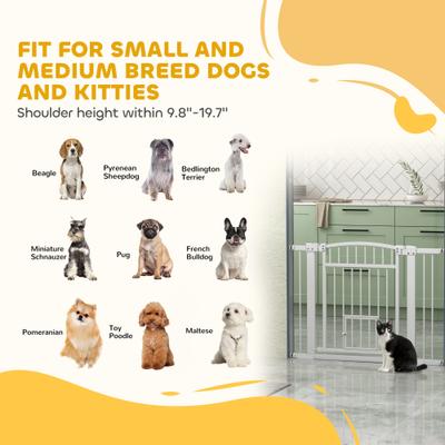 Show full view: PawHut 30 to 41-in Extra Wide Walk Through Metal Dog & Cat Gate with Door, 3 & 5.5-in Extension Kits & Pressure Mounted, White, 40.9 × 2 × 30.3-in slide 10 of 10