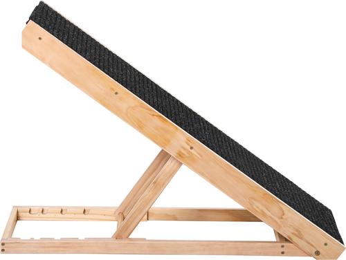 Show full view: PawHut Elevated Foldable Wooden Dog & Cat Ramp with Height Adjustable, Non-Slip Finish & Pine, Black, 35.5 x 15.75 x 24-in slide 7 of 9