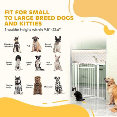 Show full view: PawHut 30 to 41-in Extra Wide Walk Through Metal Dog & Cat Gate with Door, 3 & 5.5-in Extension Kits & Pressure Mounted, White, 40.9 × 2 × 41.7-in slide 10 of 10