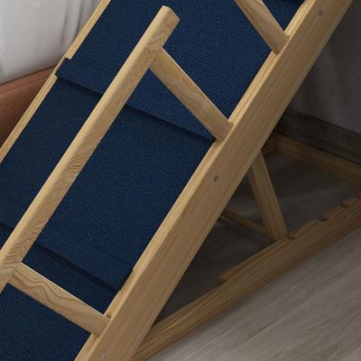 Show full view: PawHut Adjustable Height & Foldable Wooden Dog Stairs Ramp with Non-slip Mat, Natural Wood, 33.5 x 15.7 x 30.9-in slide 9 of 9