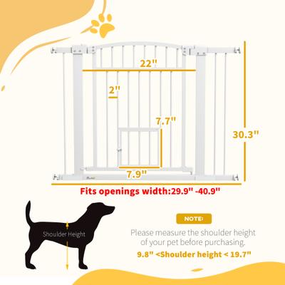 Show full view: PawHut 30 to 41-in Extra Wide Walk Through Metal Dog & Cat Gate with Door, 3 & 5.5-in Extension Kits & Pressure Mounted, White, 40.9 × 2 × 30.3-in slide 4 of 10
