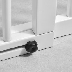 PawHut 3 Panel Adjustable Freestanding Fence Wooden Dog Gate Extension with Safety Barrier Lockable Door, 65.25 × 14.25 × 28-in, White slide 2 of 9