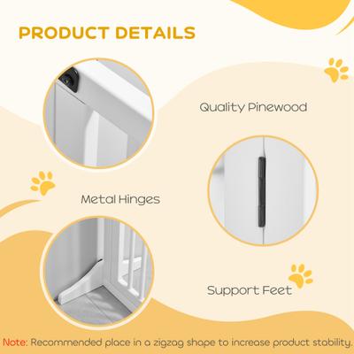 Show full view: PawHut 3 Panel Adjustable Freestanding Fence Wooden Dog Gate Extension with Safety Barrier Lockable Door, 65.25 × 14.25 × 28-in, White slide 7 of 9