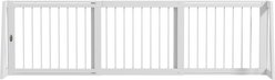 PawHut Indoor Freestanding Wooden Dog Gate Extension with 28 to 75-in Retractable Length, Support Feet & Non-Slip Mats, 74.8 × 15.2 × 22-in, White