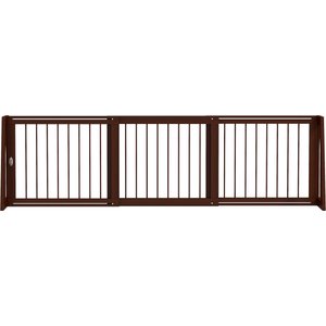 PawHut Indoor Freestanding Wooden Dog Gate Extension with 28 to 75-in Retractable Length, Support Feet & Non-Slip Mats, 74.8 × 15.2 × 22-in, Brown