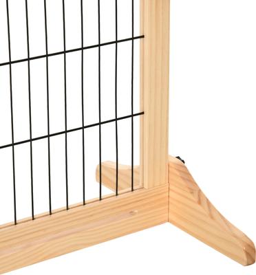 Show full view: PawHut Indoor Slide-Adjust Freestanding Retractable Wooden Dog Gate Extension, Natural Wood, 70.9 x 14.25 x 27.25 slide 8 of 9