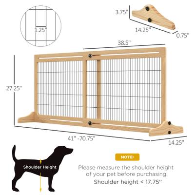 Show full view: PawHut Indoor Slide-Adjust Freestanding Retractable Wooden Dog Gate Extension, Natural Wood, 70.9 x 14.25 x 27.25 slide 3 of 9