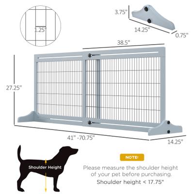 Show full view: PawHut Adjustable Extra Wide Freestanding Wooden Dog & Cate Gate Extension, Blue/Gray, 70.9 x 14.25 x 27.25-in slide 4 of 10