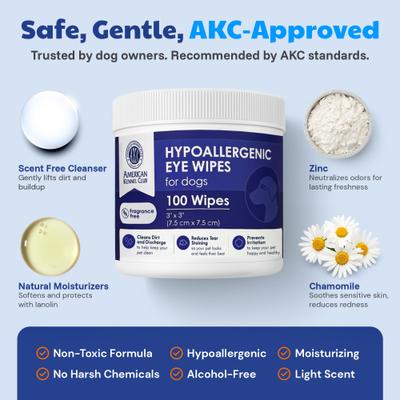 Show full view: American Kennel Club Hypoallergenic Unscented Dog & Cat Tear Stain Remover Grooming Wipes, 100 count slide 6 of 6