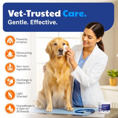 Show full view: American Kennel Club Hypoallergenic Unscented Dog & Cat Tear Stain Remover Grooming Wipes, 100 count slide 3 of 6