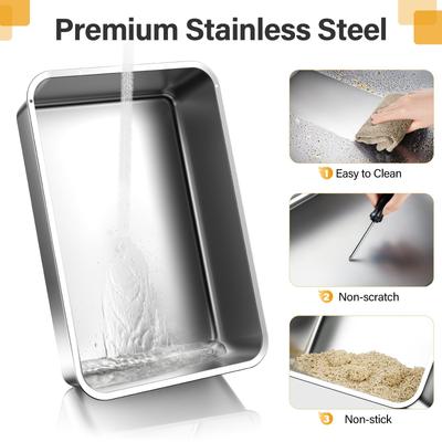 Show full view: NEEZUKAR Enclosed Stainless Steel Cat Litter Box with Lid, Dark Grey slide 5 of 7