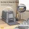 Show in main carousel: NEEZUKAR Enclosed Stainless Steel Cat Litter Box with Lid, Dark Grey slide 3 of 7