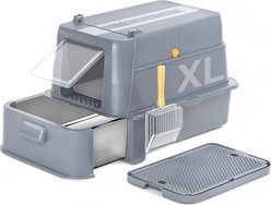 NEEZUKAR Enclosed Stainless Steel Cat Litter Box with Drawer & Flip Door, Dark Grey