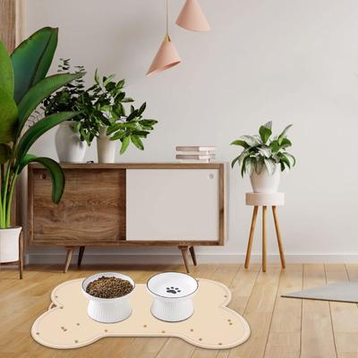 Show full view: UPSKY Non-Slip, Waterproof Silicone Bone-Shaped Dog & Cat Placemat, Large: 22 x 16-in, Beige slide 8 of 9