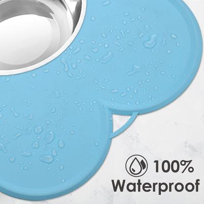 Show full view: UPSKY Non-Slip, Waterproof Silicone Bone-Shaped Dog & Cat Placemat, Large: 22 x 16-in, Blue slide 6 of 9