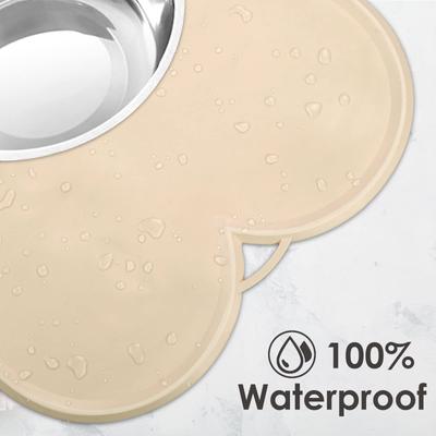 Show full view: UPSKY Non-Slip, Waterproof Silicone Bone-Shaped Dog & Cat Placemat, Large: 22 x 16-in, Beige slide 6 of 9