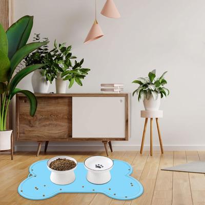 Show full view: UPSKY Non-Slip, Waterproof Silicone Bone-Shaped Dog & Cat Placemat, Large: 22 x 16-in, Blue slide 8 of 9