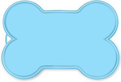 UPSKY Non-Slip, Waterproof Silicone Bone-Shaped Dog & Cat Placemat, Large: 22 x 16-in, Blue