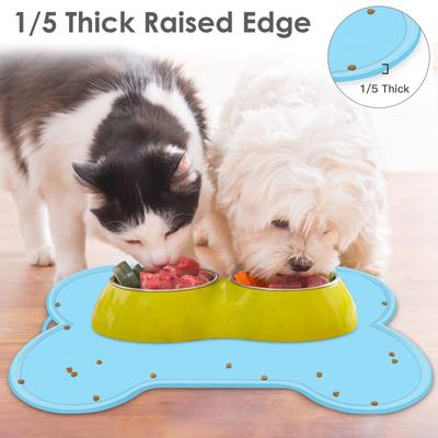 Show full view: UPSKY Non-Slip, Waterproof Silicone Bone-Shaped Dog & Cat Placemat, Large: 22 x 16-in, Blue slide 5 of 9