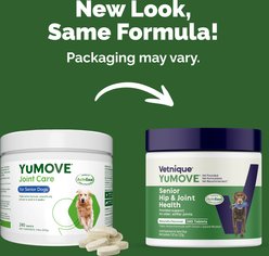 Vetnique Labs YuMOVE Hip & Joint Support Glucosamine Omega 3 & Hyaluronic Acid Tablet Supplement for Senior Dogs, 240 count slide 2 of 9