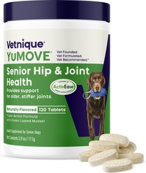 Vetnique Labs YuMOVE Hip & Joint Support Glucosamine Omega 3 & Hyaluronic Acid Tablet Supplement for Senior Dogs, 240 count