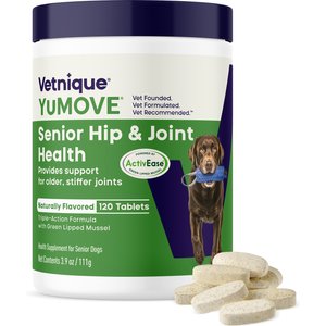 Vetnique Labs YuMOVE Hip & Joint Support Glucosamine Omega 3 & Hyaluronic Acid Tablet Supplement for Senior Dogs, 240 count
