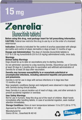 Show full view: Zenrelia (ilunocitinib tablets) for Dogs, 15-mg, 30 tablets slide 2 of 9