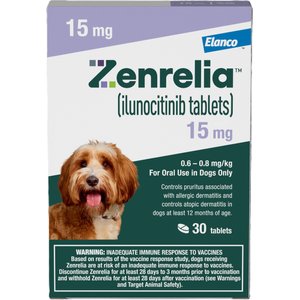 Zenrelia (ilunocitinib tablets) for Dogs, 15-mg, 30 tablets